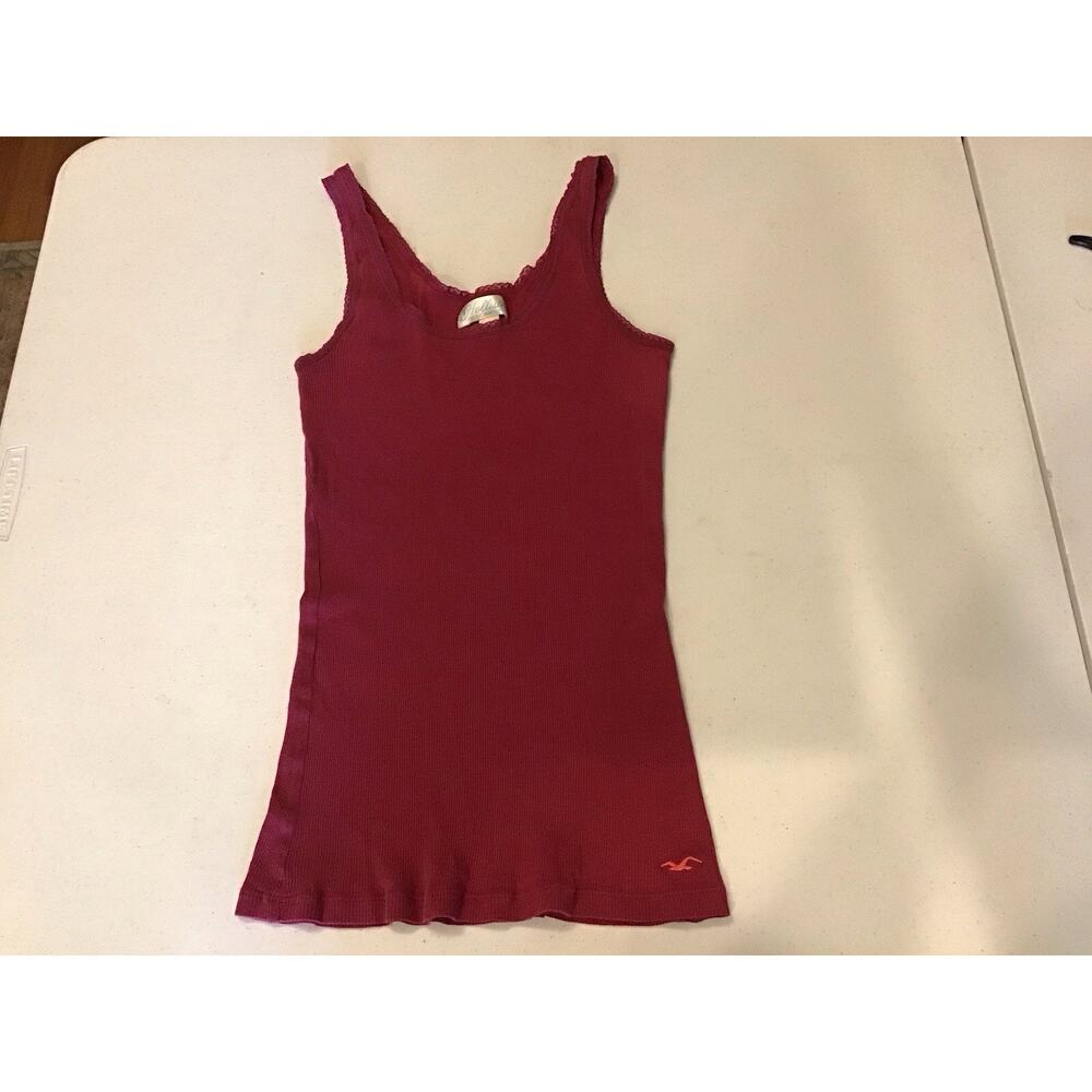 Hollister Vintage Ribbed Lace Trim Tank Top SzM Y2K Bella Swan Twilight Coquette